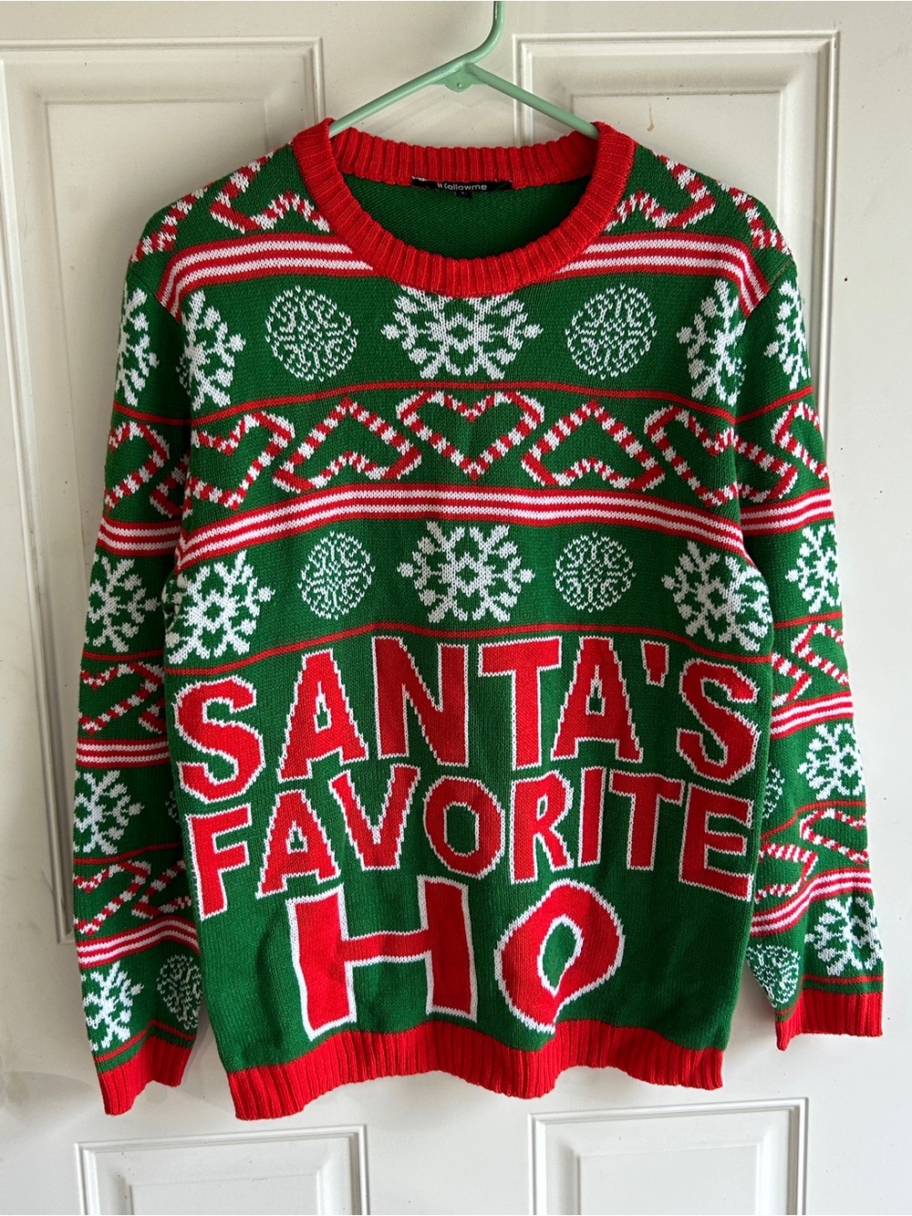 Santa's Favorite Ho Green & Red Holiday Sweater